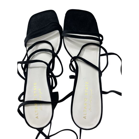 Women's Altar'd State Black Platform Sandals Heel Shoes 10 Block Strappy - Picture 3 of 11